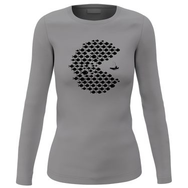 Fishing Pacman Style Women Long Sleeve Shirt